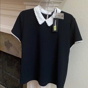 New Karl Lagerfeld xl top. Black with lace collar
